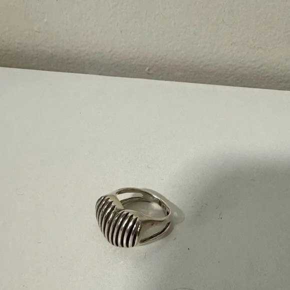 Large sterling silver chunky estate dome ribbed modernist ring 7 - Picture 5 of 7